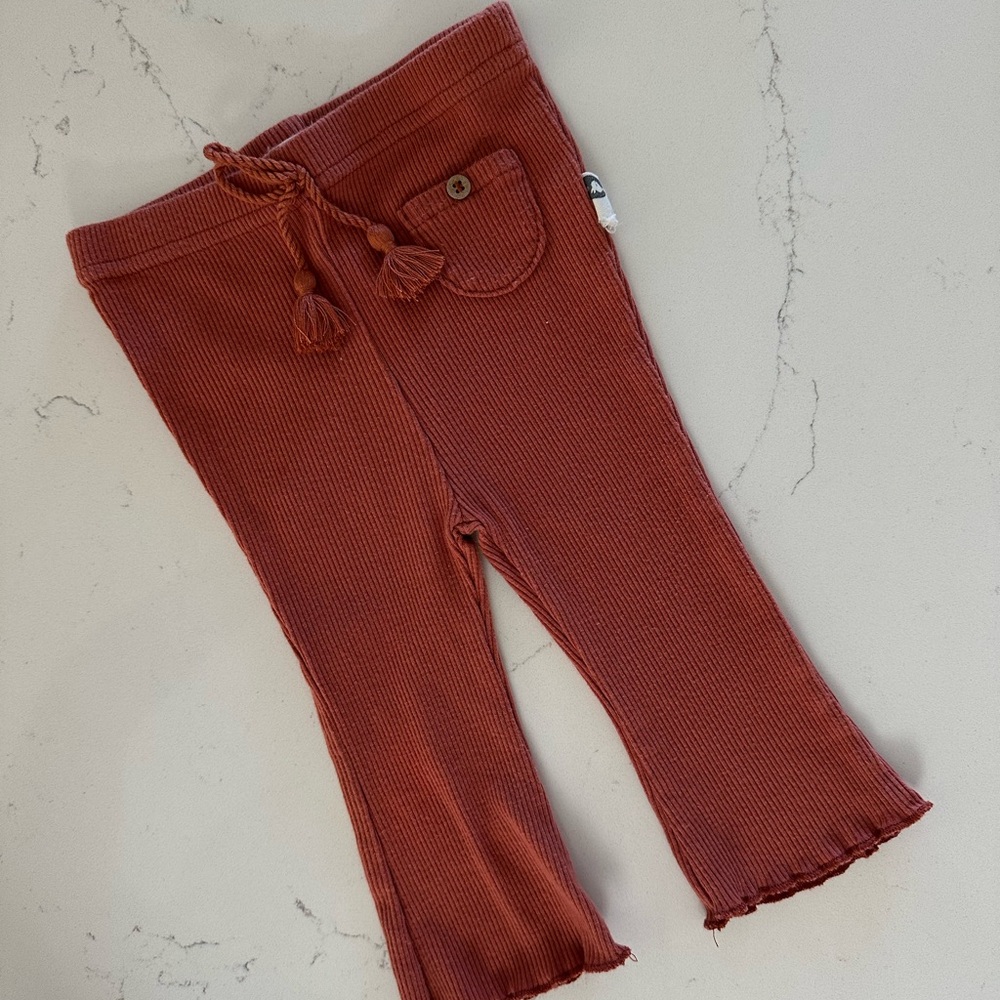 Rabbit + Bear Organic Burnt Sienna Flared Pants, 3–6M, GUC